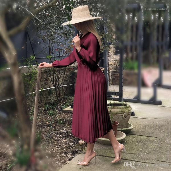 autumn designer womens solid dress v neck loose dresses casual long sleeve pleated dresses, Black;gray
autumn designer womens solid dress v neck loose dresses casual long sleeve pleated dresses, Black;gray