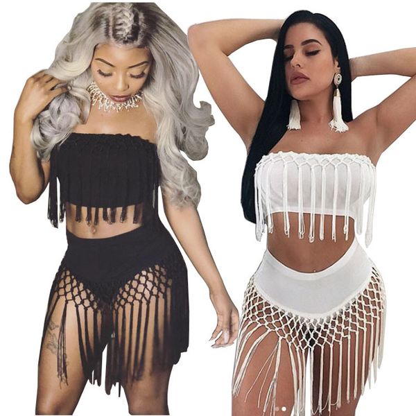 women' sets club tassel crop women shorts 2 piece set for female women two piece set summer two pieces sets, White
women' sets club tassel crop women shorts 2 piece set for female women two piece set summer two pieces sets, White