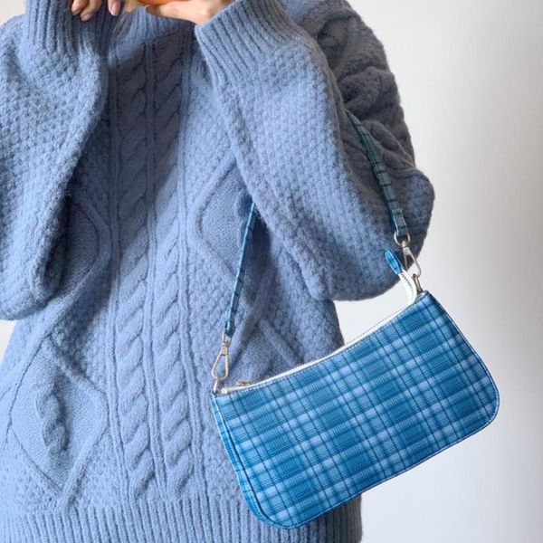 new retro plaid bag canvas white blue underarm bag vintage portable shoulder women baguette mini small bags
new retro plaid bag canvas white blue underarm bag vintage portable shoulder women baguette mini small bags