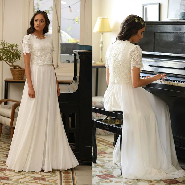 2020 elegant chiffon wedding dresses jewel neck a line robe de mariee short sleeve bohemian country boho wedding dress bridal gowns, White
2020 elegant chiffon wedding dresses jewel neck a line robe de mariee short sleeve bohemian country boho wedding dress bridal gowns, White