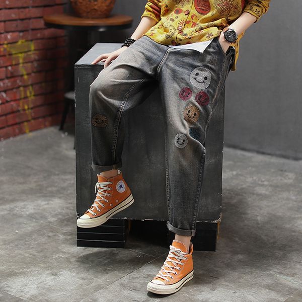 women jeans denim pants cartoon embroidery fashion casual big loose long for autum az46301519, Blue
women jeans denim pants cartoon embroidery fashion casual big loose long for autum az46301519, Blue