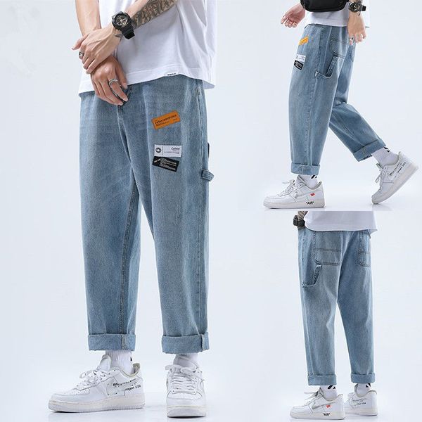 mens solid straight leg jeans loose blue patch decoration trendy fashion pants hip hop style male jeans
mens solid straight leg jeans loose blue patch decoration trendy fashion pants hip hop style male jeans