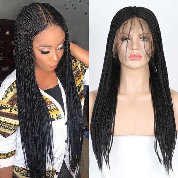 charisma 13x6 box braided wigs glueless synthetic lace front wig with baby hair high temperature fiber hair cosplay wigs, Black
charisma 13x6 box braided wigs glueless synthetic lace front wig with baby hair high temperature fiber hair cosplay wigs, Black