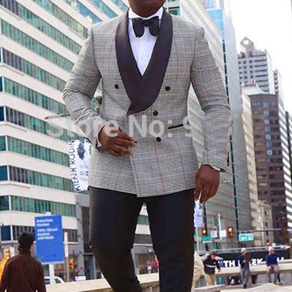 double breasted plaid suits for men two piece checkered slim fit wedding groom tuxedos 2020 man fashion clothes set blazer pants, White;black
double breasted plaid suits for men two piece checkered slim fit wedding groom tuxedos 2020 man fashion clothes set blazer pants, White;black