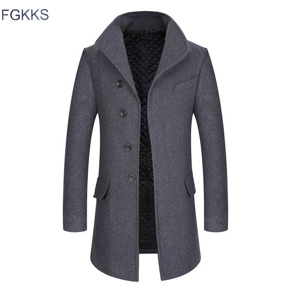 fgkks men winter wool coat men's casual solid color slim fit warm thick wool blends woolen pea coat male trench overcoat, Black
fgkks men winter wool coat men's casual solid color slim fit warm thick wool blends woolen pea coat male trench overcoat, Black