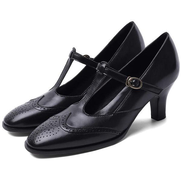 sarairis female vintage genuine leather pumps office fashion pumps women spring med heels t-strap shoes woman, Black
sarairis female vintage genuine leather pumps office fashion pumps women spring med heels t-strap shoes woman, Black