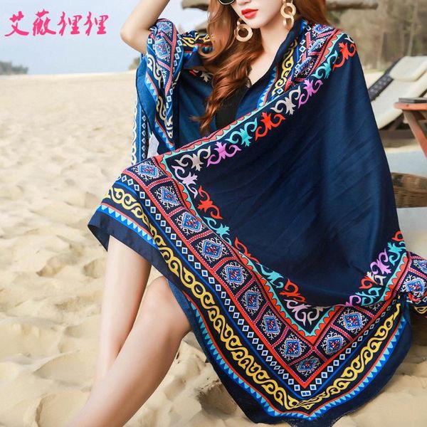 woman sunscreen scarves cotton linen scarf national wind travel scarf holiday air conditioning shawl tassel ladies beach towel, Blue;gray
woman sunscreen scarves cotton linen scarf national wind travel scarf holiday air conditioning shawl tassel ladies beach towel, Blue;gray