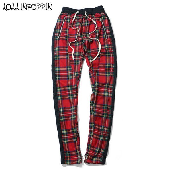 side stripe men scottish plaid track pants slim fit tartan checkered jogger pants zippered leg opening pencil streetwear, Black
side stripe men scottish plaid track pants slim fit tartan checkered jogger pants zippered leg opening pencil streetwear, Black