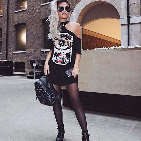 2020 women dress women casual vintage off shoulder rock style long t shirt mini dresses vestidos mujer sukienki yl, Black;gray
2020 women dress women casual vintage off shoulder rock style long t shirt mini dresses vestidos mujer sukienki yl, Black;gray