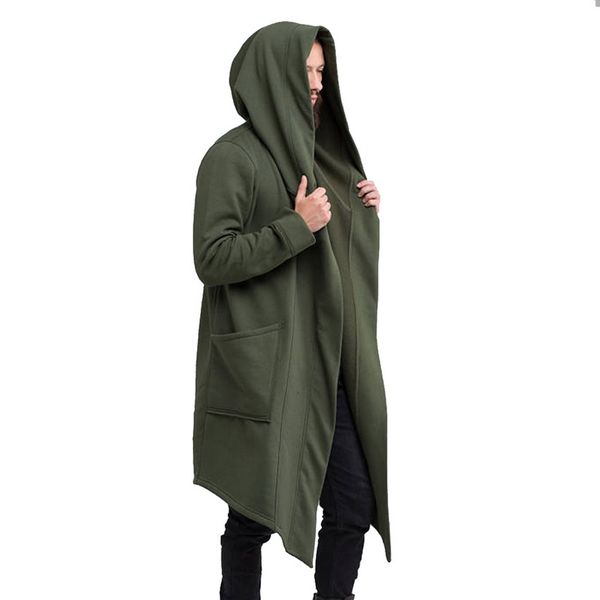 2019 new mens coat open front long sleeve draped lightweight longline outwear clothing hooded cardigan winter coat with pockets, Black
2019 new mens coat open front long sleeve draped lightweight longline outwear clothing hooded cardigan winter coat with pockets, Black