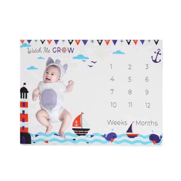 47 * 39in Baby Monthly Milestone Blanket Soft Flannel Blankets P Picture Prop Background Baby Birthday Gifts For Infants