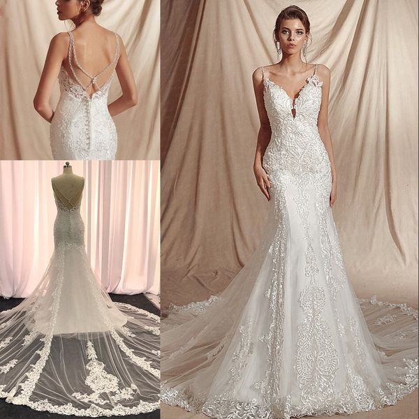 sexy v шеи backless русалка свадебные платья 2020 бретельках vintage lace pearls бисероплетение шаблон рукавов невесты платья, White
sexy v шеи backless русалка свадебные платья 2020 бретельках vintage lace pearls бисероплетение шаблон рукавов невесты платья, White