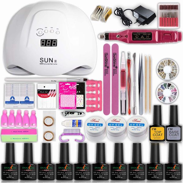 nail set 54w/48w led uv nail lamp dryer 10pcs gel varnish soak off manicure gel polish set uv extension kit for manicure
nail set 54w/48w led uv nail lamp dryer 10pcs gel varnish soak off manicure gel polish set uv extension kit for manicure