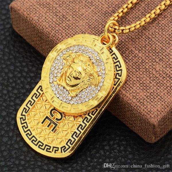 hip hop cuban necklace rhinestone pendant necklaces for men 18k alloy pendant necklace men chain necklace, Silver