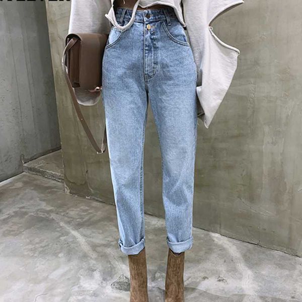women jean pant female 2020 spring autumn high waist loose straig jeans button zipper woman ladies trosuer denim pants, Blue
women jean pant female 2020 spring autumn high waist loose straig jeans button zipper woman ladies trosuer denim pants, Blue
