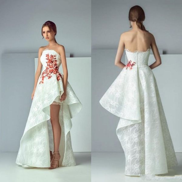 Saiid kobeisy High Low Prom Dresses Backless Lace Strapless Neckline Appliqued Sexy Evening Gowns Formal A Line Cheap Party Dress
Saiid kobeisy High Low Prom Dresses Backless Lace Strapless Neckline Appliqued Sexy Evening Gowns Formal A Line Cheap Party Dress