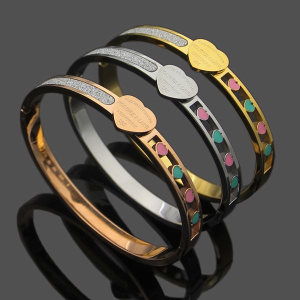 2019 new stainless steel pink & green drops oil heart love bracelet grind arenaceous cuff bracelets bangles for women jewelry wholesale, Black
2019 new stainless steel pink & green drops oil heart love bracelet grind arenaceous cuff bracelets bangles for women jewelry wholesale, Black