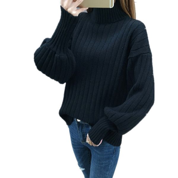 newly women's high collar puff sleeve loose pullover sweater knit solid color warm blouse for winter m99, White;black
newly women's high collar puff sleeve loose pullover sweater knit solid color warm blouse for winter m99, White;black