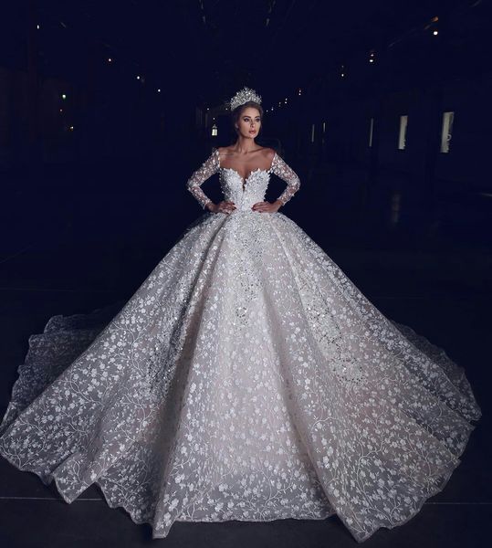 2020 ball gown wedding dress sheer scoop neck lace appliqued bead long sleeve robe de mariee custom made arabic wedding dres, White
2020 ball gown wedding dress sheer scoop neck lace appliqued bead long sleeve robe de mariee custom made arabic wedding dres, White