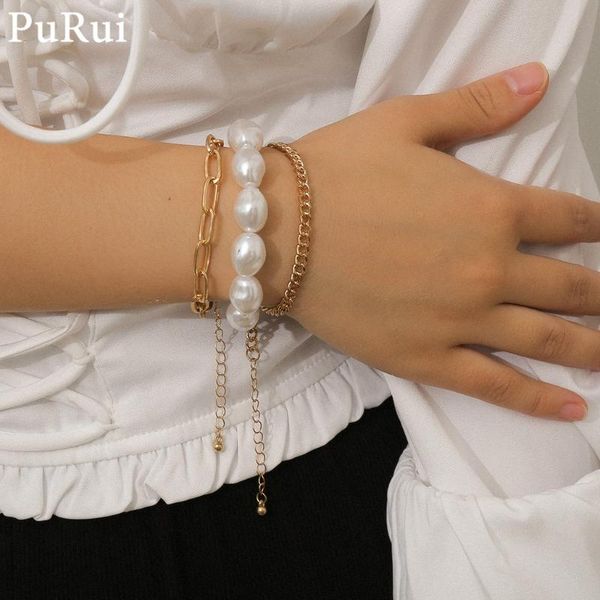 purui 3pcs/set imitation pearl bracelets bohemia vintage gold color chain link women bracelet hand baroque wrist hand jewelry, Black
purui 3pcs/set imitation pearl bracelets bohemia vintage gold color chain link women bracelet hand baroque wrist hand jewelry, Black