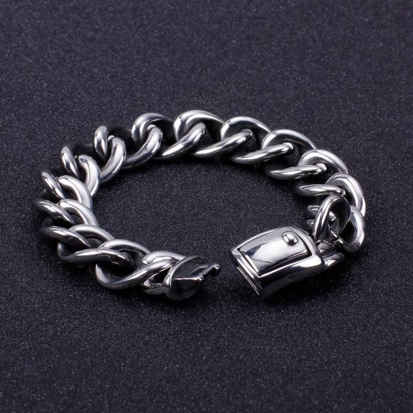 16mm width retro chain bracelet polished stainless steel mens bracelets massive jewelry friends boyfriend gifts for him, Black
16mm width retro chain bracelet polished stainless steel mens bracelets massive jewelry friends boyfriend gifts for him, Black