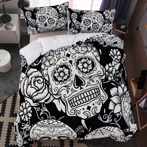 black skull bedding set duvet cover pillowcases twin full king size bedclothes 3pcs home textile
black skull bedding set duvet cover pillowcases twin full king size bedclothes 3pcs home textile