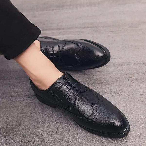 men pu leather fashion shoes low heel loafers shoes dress brogue spring ankle boots vintage classic male casuallp313, Black
men pu leather fashion shoes low heel loafers shoes dress brogue spring ankle boots vintage classic male casuallp313, Black