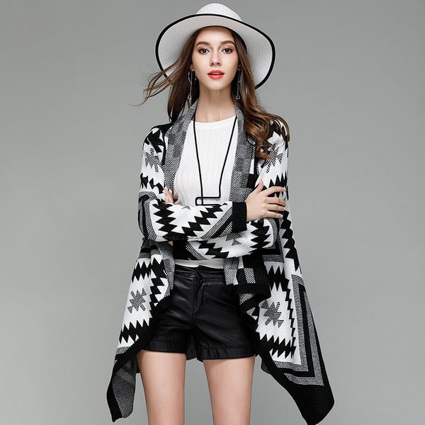 2020 women's knit cardigan lapel irregular medium long sweater jacket cardigan women ponchos and capes, Black
2020 women's knit cardigan lapel irregular medium long sweater jacket cardigan women ponchos and capes, Black