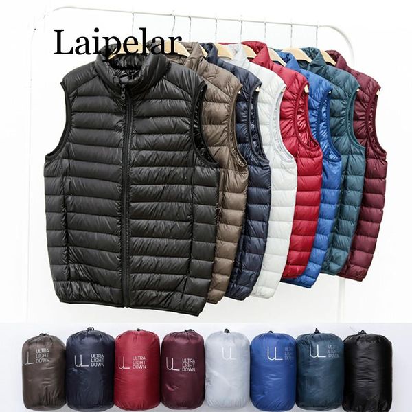 laipelar winter new men white duck down vest ultralight sleeveless vest jacket fashion stand collar men large size loose, Black;white
laipelar winter new men white duck down vest ultralight sleeveless vest jacket fashion stand collar men large size loose, Black;white