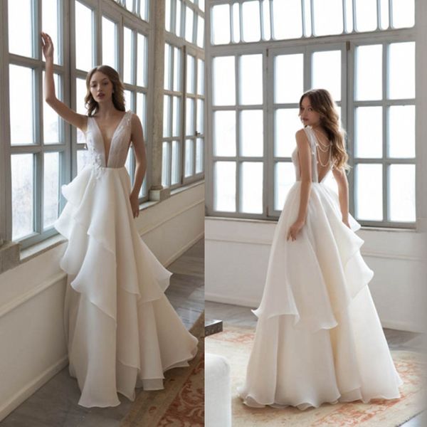 daria karlozi wedding dresses deep v neck lace appliques bridal gowns custom made backless sweep train a-line wedding dress, White
daria karlozi wedding dresses deep v neck lace appliques bridal gowns custom made backless sweep train a-line wedding dress, White