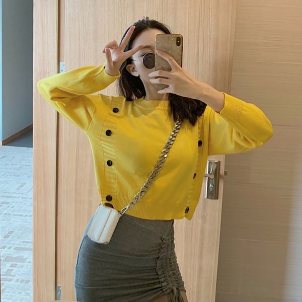 o-neck pullover women knitted sweater double breasted loose long sleeve spring autumn comfortable and breathable stylish, White;black
o-neck pullover women knitted sweater double breasted loose long sleeve spring autumn comfortable and breathable stylish, White;black