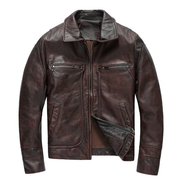 2018 men retro vintage brown genuine leather jacket plus size xxxl real thick cowhide winter casual leather coat ing, Black
2018 men retro vintage brown genuine leather jacket plus size xxxl real thick cowhide winter casual leather coat ing, Black