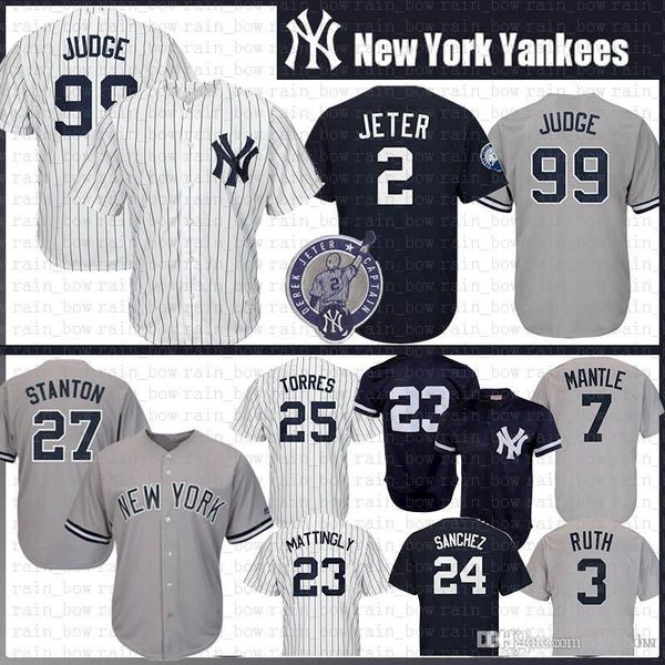 New York 99 Aaron Judge Yankees Baseball Jersey 27 Giancarlo Stanton 25 Torres 23 Don Mattingly 24 Gary Sanchez Babe Ruth Mantle Derek Jeter
New York 99 Aaron Judge Yankees Baseball Jersey 27 Giancarlo Stanton 25 Torres 23 Don Mattingly 24 Gary Sanchez Babe Ruth Mantle Derek Jeter