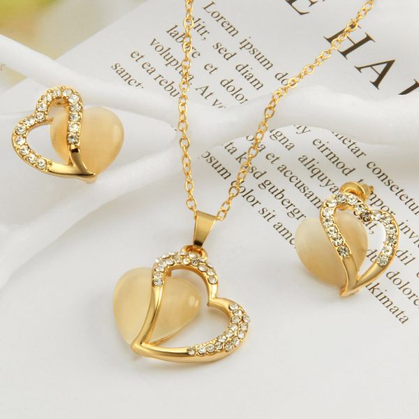 hesiod romantic crystal opal heart pendant jewelry sets for women gold chain wedding jewelry wholesale, Silver
hesiod romantic crystal opal heart pendant jewelry sets for women gold chain wedding jewelry wholesale, Silver