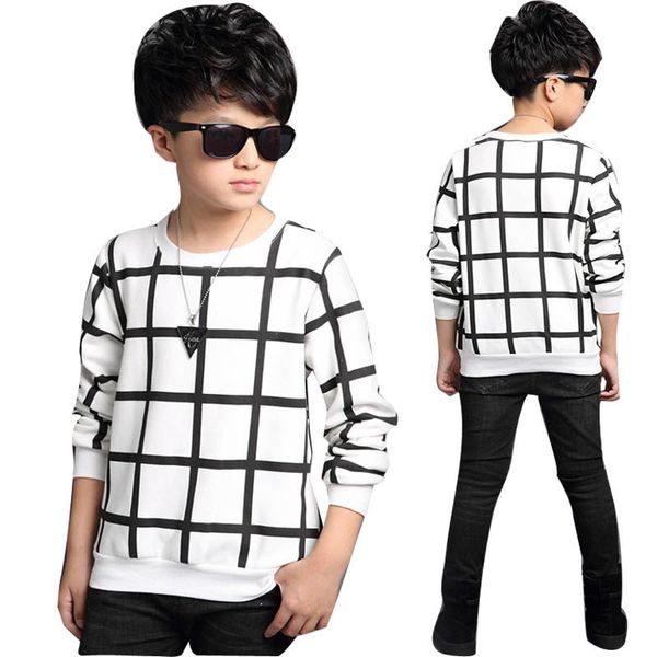 

Autumn Boys Sweater Grid Design Printing Children Knitwear Boys Wool Pullover Sweater Kids Fashion Outerwear T-shirt 5-16 T