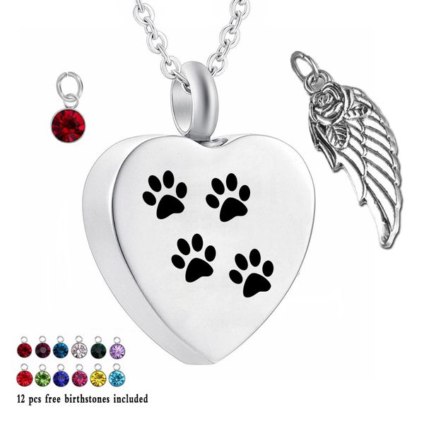 paw print 12 piece birthstone crystal urn necklace heart memorial keepsake pendant ash cremation jewelry for ashes, Silver
paw print 12 piece birthstone crystal urn necklace heart memorial keepsake pendant ash cremation jewelry for ashes, Silver