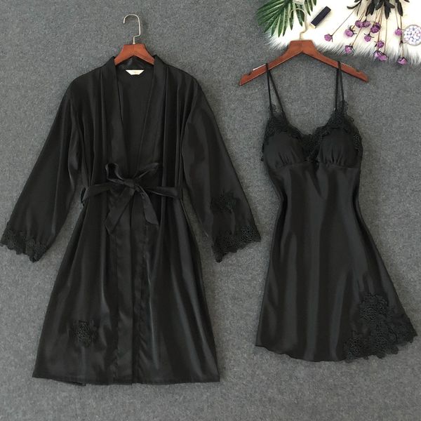 women's lace trim robe set chinese style rayon nightdress 2pcs ladies kimono robes gown lingerie sleepwear, Black;red
women's lace trim robe set chinese style rayon nightdress 2pcs ladies kimono robes gown lingerie sleepwear, Black;red