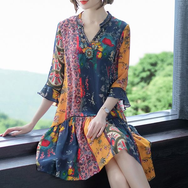 4xl 3xl new deisgn silk luxury beading dress women fashion spring summer boho loose knee-length dress elegant vestidos, Black;gray
4xl 3xl new deisgn silk luxury beading dress women fashion spring summer boho loose knee-length dress elegant vestidos, Black;gray