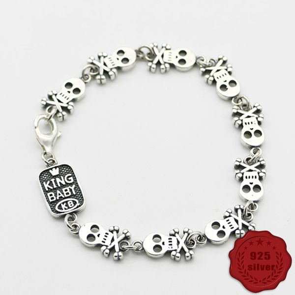 925 sterling silver bracelet new retro fashion punk hip-hop hip hop personality skull letter styling jewelry lover new sale, Black
925 sterling silver bracelet new retro fashion punk hip-hop hip hop personality skull letter styling jewelry lover new sale, Black