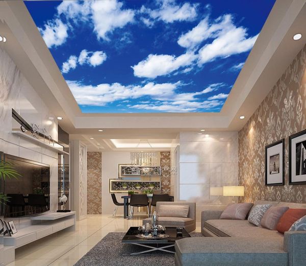 ceiling frescoes custom p wall paper blue sky and white cloud mural ceiling