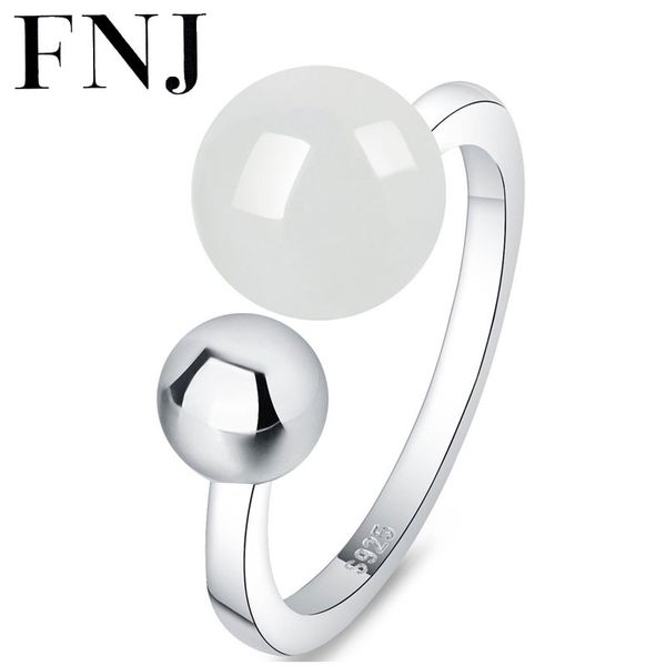 

fnj 925 silver rings jade ball bead open size popular s925 solid thai silver ring for women jewelry fine, Golden;silver
