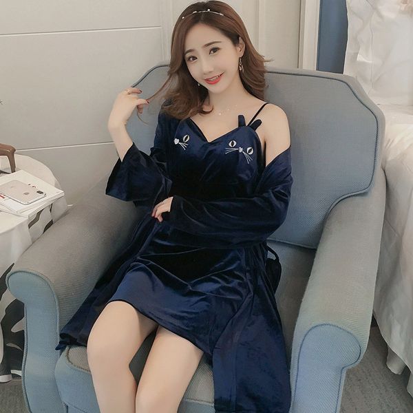 new ladies pajamas winter warm dressing gown home robe set animal cute print gold velvet sling nightdress female sleepwear, Black;red
new ladies pajamas winter warm dressing gown home robe set animal cute print gold velvet sling nightdress female sleepwear, Black;red
