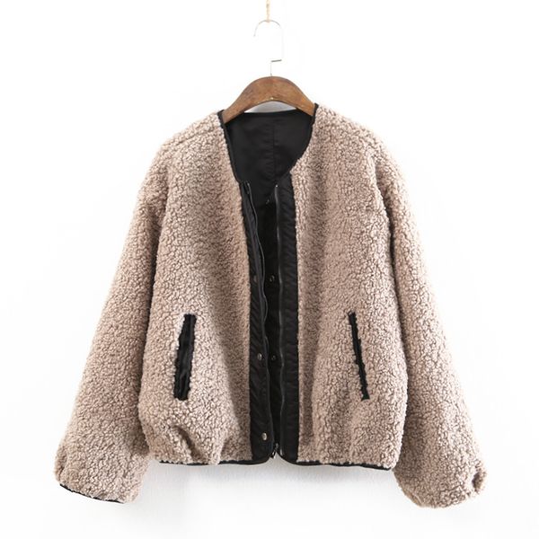 chunky women fleece jacket winter collarless jackets inside out streetwear 2018, Black;brown
chunky women fleece jacket winter collarless jackets inside out streetwear 2018, Black;brown