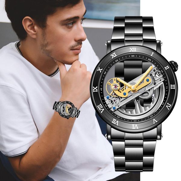 forsining men transparent design mechanical watch automatic golden gear skeleton black stainless steel belts male clock saati, Slivery;brown
forsining men transparent design mechanical watch automatic golden gear skeleton black stainless steel belts male clock saati, Slivery;brown