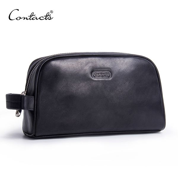 contact's men makeup bag genuine leather large waterproof cosmetic travel bag women toiletry organizer big wash bag zipper case t200602
contact's men makeup bag genuine leather large waterproof cosmetic travel bag women toiletry organizer big wash bag zipper case t200602