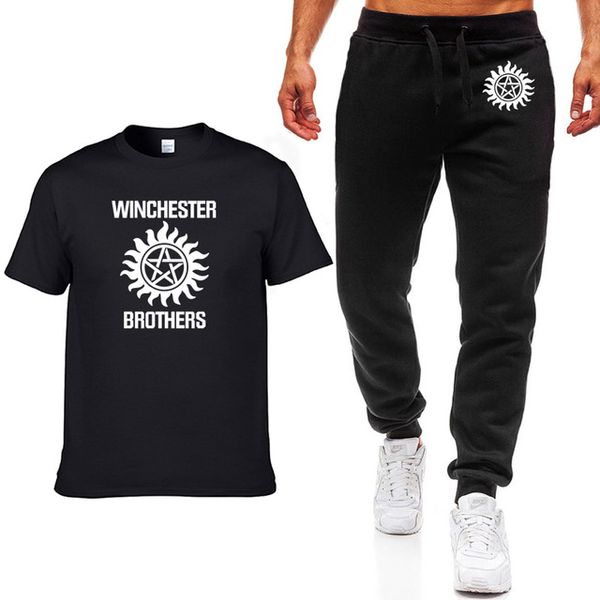 supernatural tshirt men summer winchester brothers print fashion casual cotton short sleeve men t shirts+pants suit
supernatural tshirt men summer winchester brothers print fashion casual cotton short sleeve men t shirts+pants suit