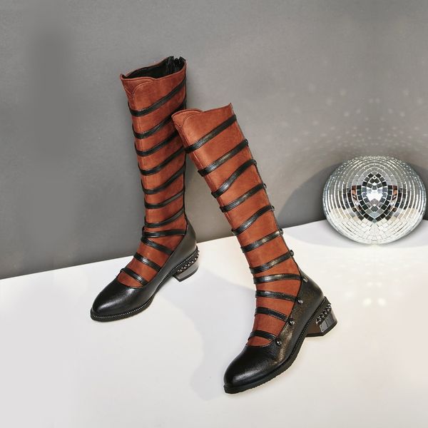 women boots woman winter shoes 34-43 square heel zip knee high narrow band rivets 2018 new arrival sb259, Black
women boots woman winter shoes 34-43 square heel zip knee high narrow band rivets 2018 new arrival sb259, Black