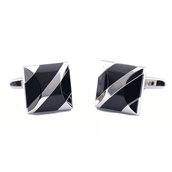 

mens shirt cufflinks black onyx cuff links enamel elements silver striped quality, Silver;golden