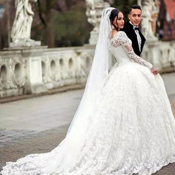 luxury lace princess ball gown wedding dress with long sleeves romantic bridal vestido de noiva vintage, White
luxury lace princess ball gown wedding dress with long sleeves romantic bridal vestido de noiva vintage, White