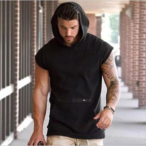 men' tank muscle brothers sports vest summer baggy hooded jacket running training workout, White;black
men' tank muscle brothers sports vest summer baggy hooded jacket running training workout, White;black
